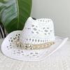 Cappello da cowboy in paglia da donna cappello da spiaggia cappello jazz con accessori da fornaio moda estate