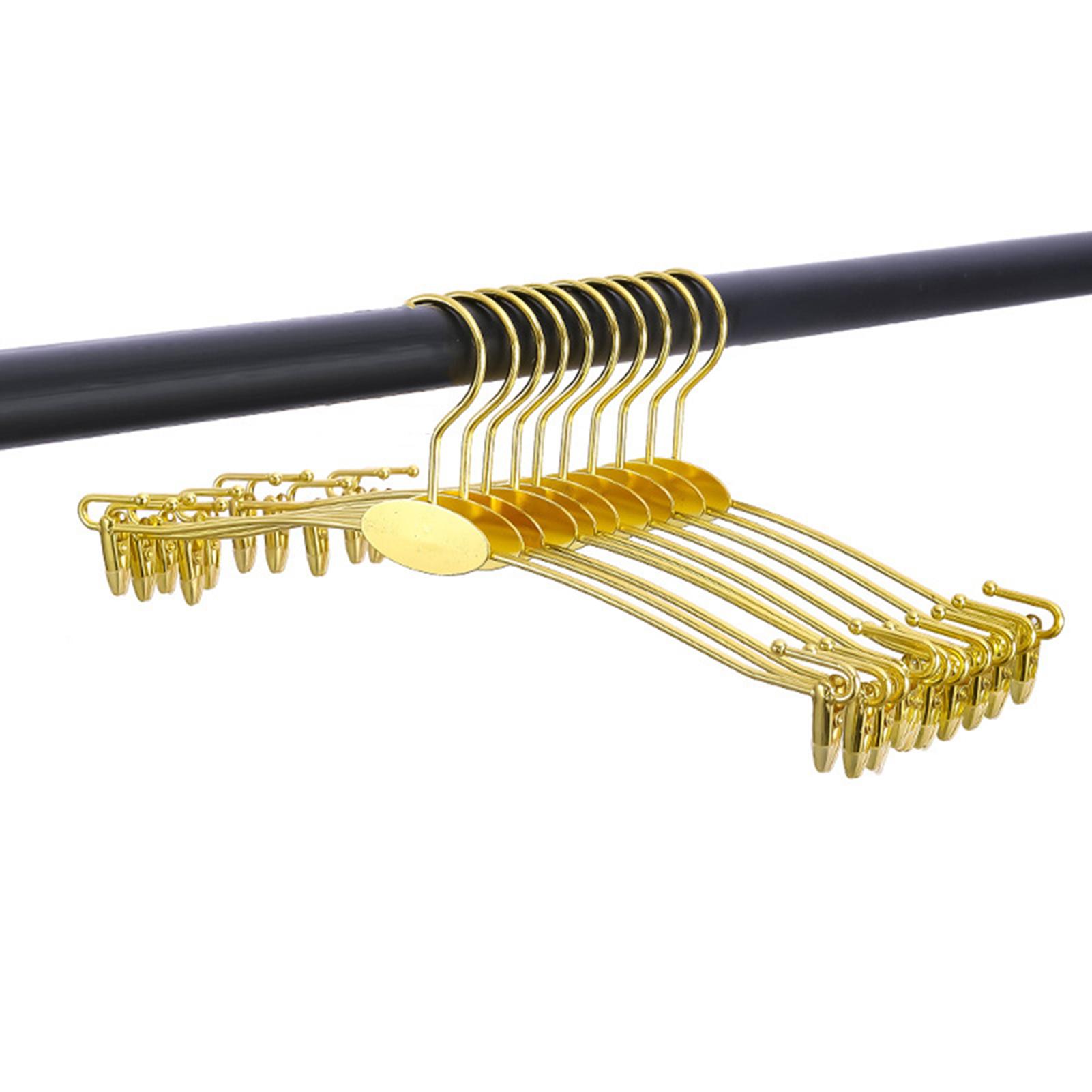 

10 шт. Золотая металлическая вешалка для бюстгальтера, нескользящие вешалки для нижнего белья с двумя зажимами, органайзер для хранения в шкафу для подвешивания брюк 10PCS