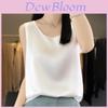 Silk Satin Summer Womens Sleeveless T Shirt With Round Neck For Office Wear