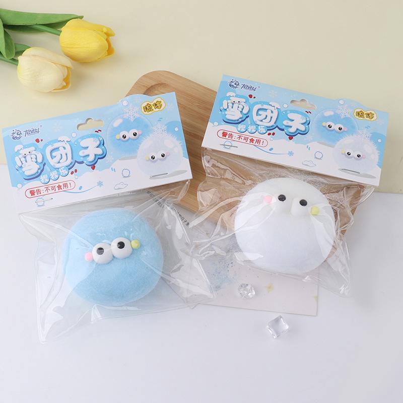 1 Piece Handmade Flocking Fluid Snowball Stress Relief Squishy Toy Mochi Slow Rebound New Fidget Props Birthday Party Gift