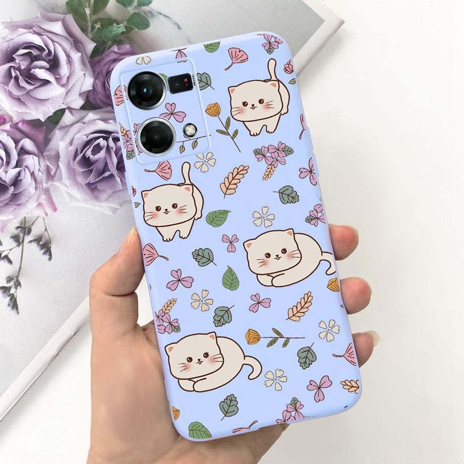 For Cover Reno 7 4G Case Shockproof Soft Silicone Phone Cases For OPPO Reno 7 Global CPH2363 Reno7 4G Back Cover Fashion Cat