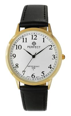 Perfect Men' 433 Gold Case, White Dial, Black Strap