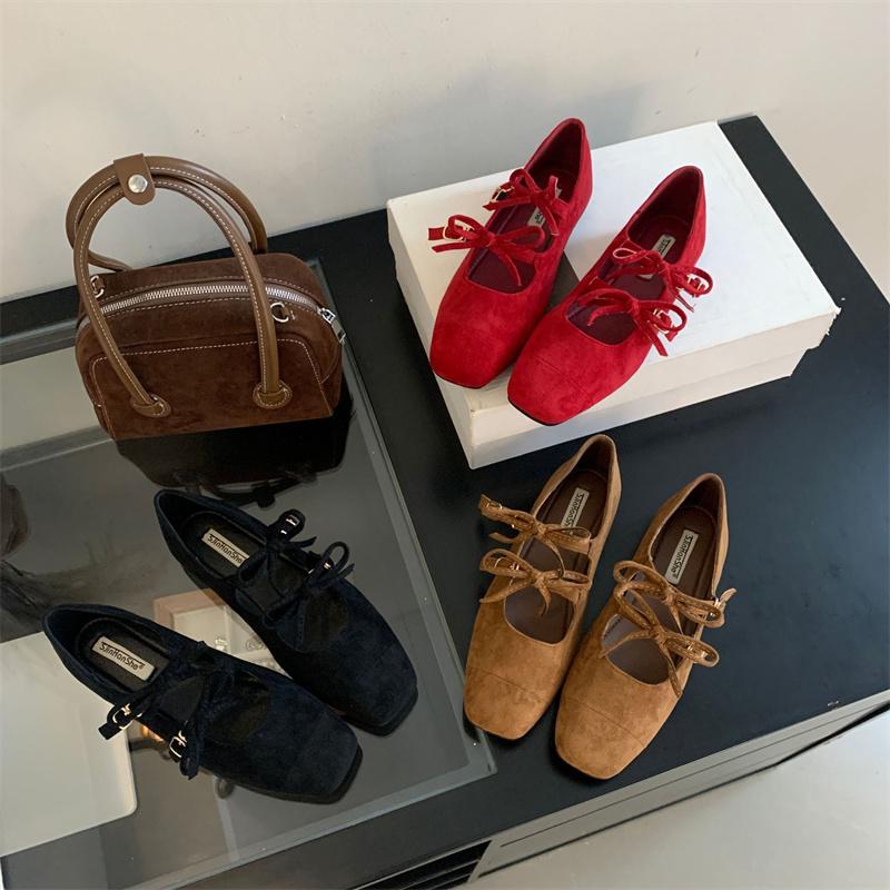 IPPEUM Women Ballet Flats Red 2025 New Summer Mary Janes Zapatos De Mujer Ballerina Shoes