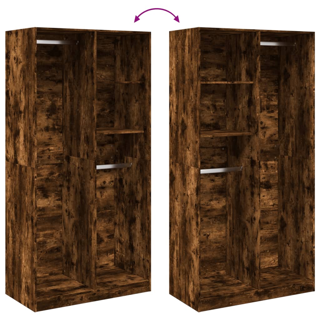 Wardrobe Smoked Oak Finish 100 x 50 x 200 cm Engineered Wood