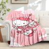 For Cupid, Hello Kitty, Valentine's DayAnime-Themed Flannel Blanket, Glam Style, Digital Print, All-Season Comfort, Tear-Resistant, Knitted