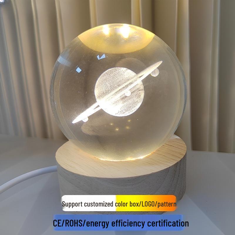 Creative 3D Crystal Ball Night Light: Desktop Ornament & Holiday Gift