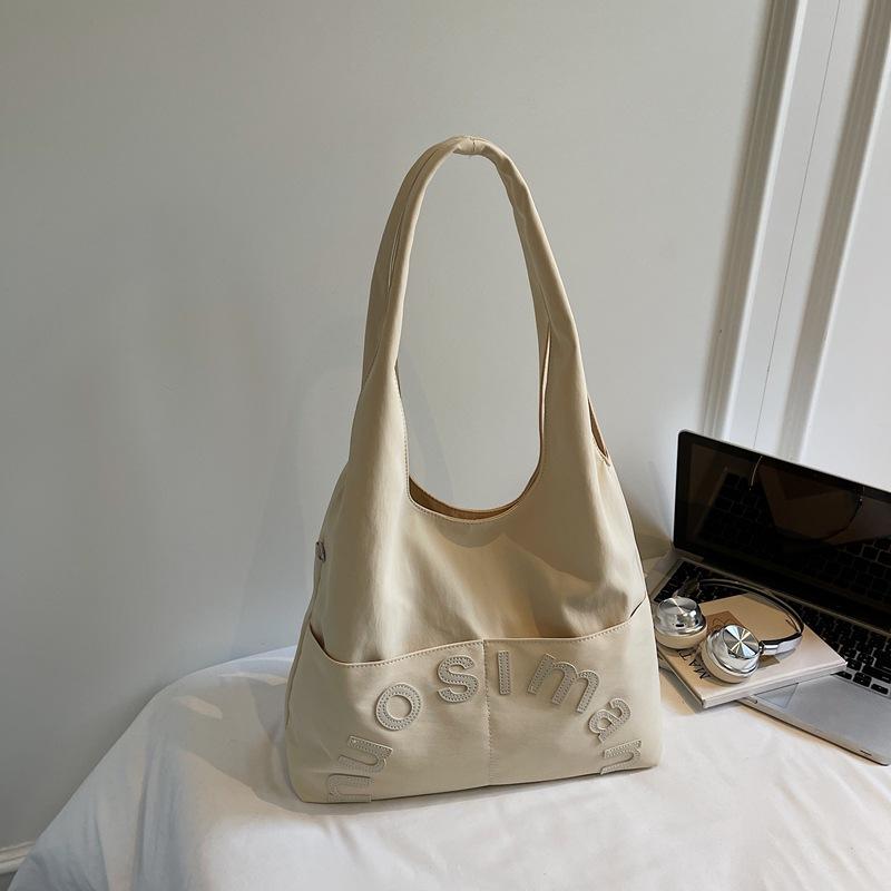 

Trendy Women Shoulder Bag Multi Pocket Large Capacity Underarm Tote Commuter Bag Unique Design Texture Leisure Bags for Travel білий
