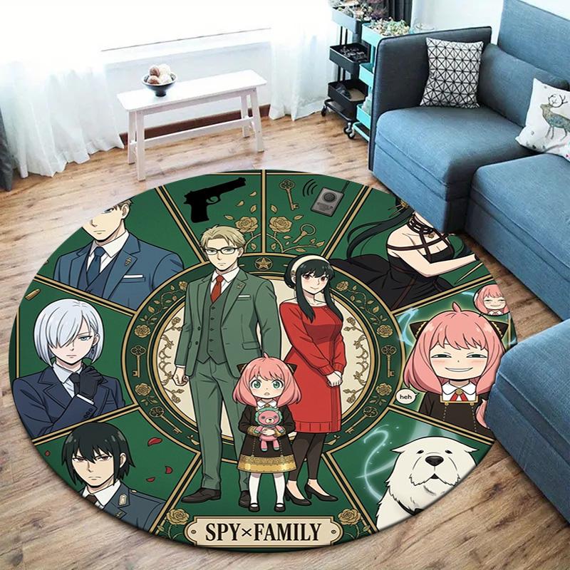 Spy Family Round Area Rug Carpet Rug For Living Room Bedroom Sofa Playroom Decor Nonslip Floor Mat