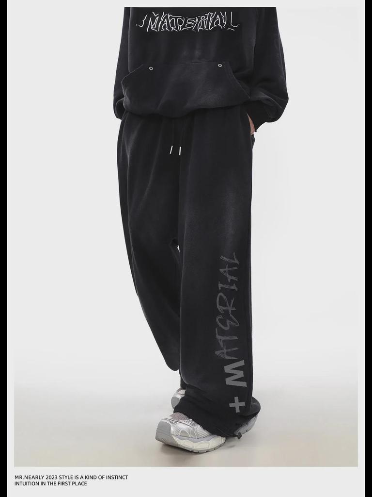 Men's Retro Graffiti Casual Pants - Spring/Autumn Dirty Wasteland Style Long Pants