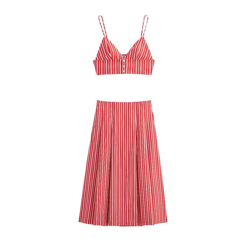 

TAOP&ZA Women s Striped Camisole Top & Midi Skirt - Spring/Summer Fashion XS