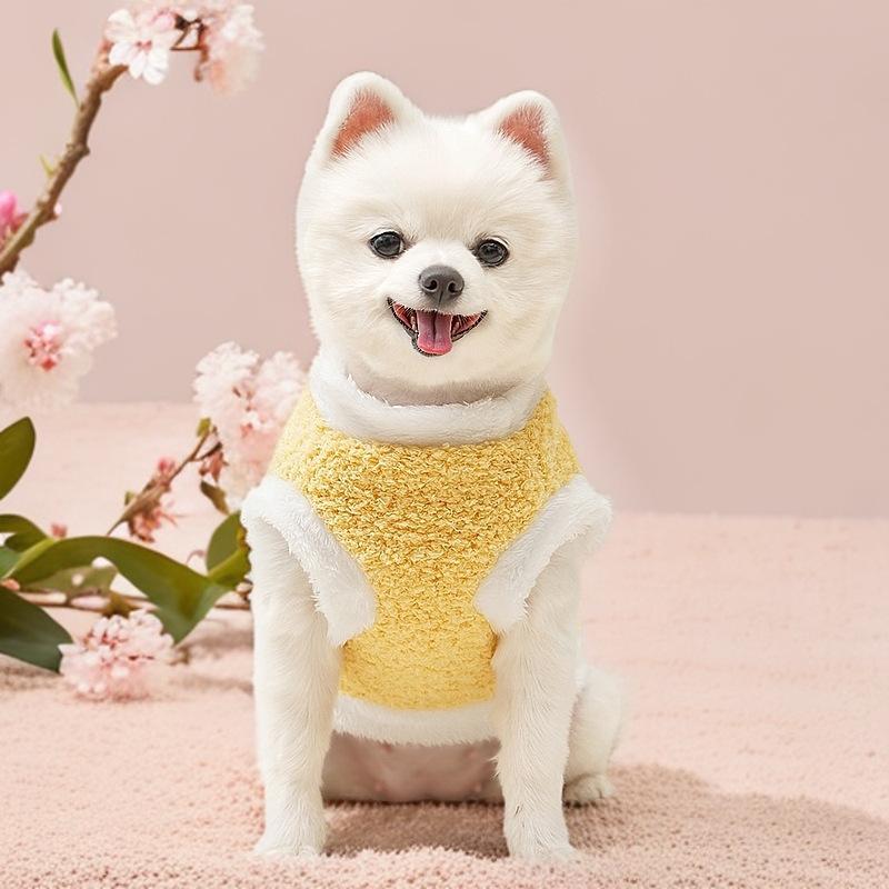 Cute Googly Eye Pet Vest for Small Dogs - Soft Fluffy Puppy Clothing (4 Colors) Warm Pet Apparel