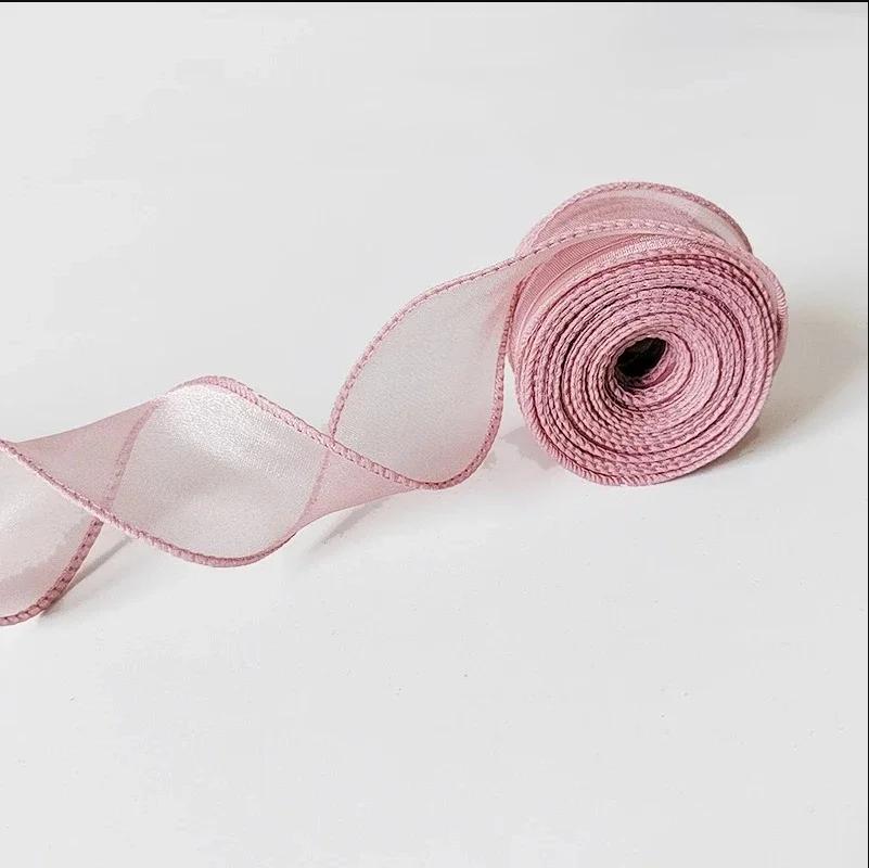 10Yards/Roll Sheer Chiffon Ribbon Organza Satin Ribbons For Gift Wrapping Decoration Wedding Bouquets Wreath Sewing Supplies
