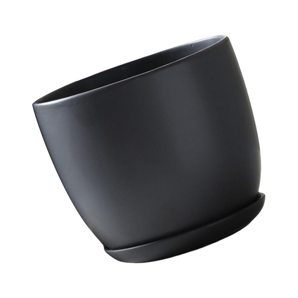 Elegant Black Plant Pot with Effective Drainage System for Home and Office Use Aesthetic Flowerpot
