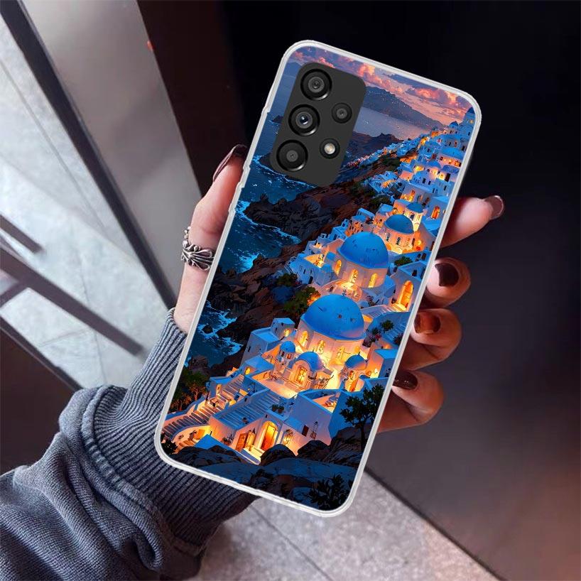 

Greece In Summer Santorini Phone Case For Samsung Galaxy A12 A52S A42 A32 A22 A51 A50 Note 20 Ultra 10 S10 Plus A71 A70 A31 A30 Samsung A50