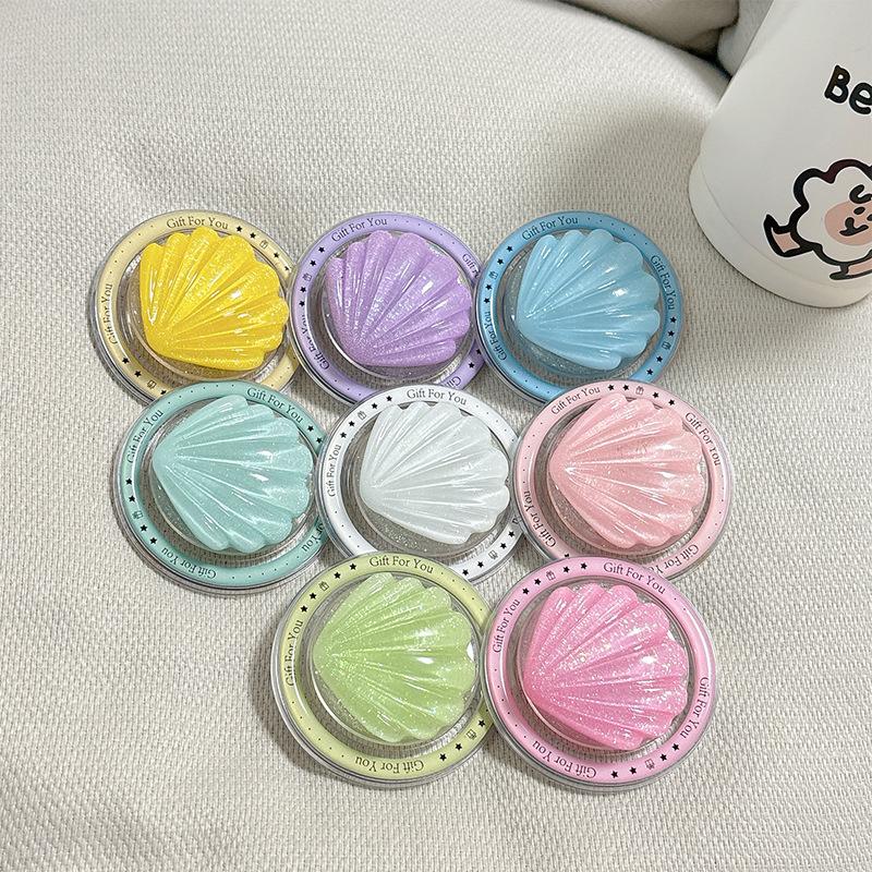 Magnetic Magsafe Mobile Phone Airbag Bracket, Small Fresh Glitter Powder, Shell Desktop, Retractable For Watching Dramas, Stable Back Sticker
