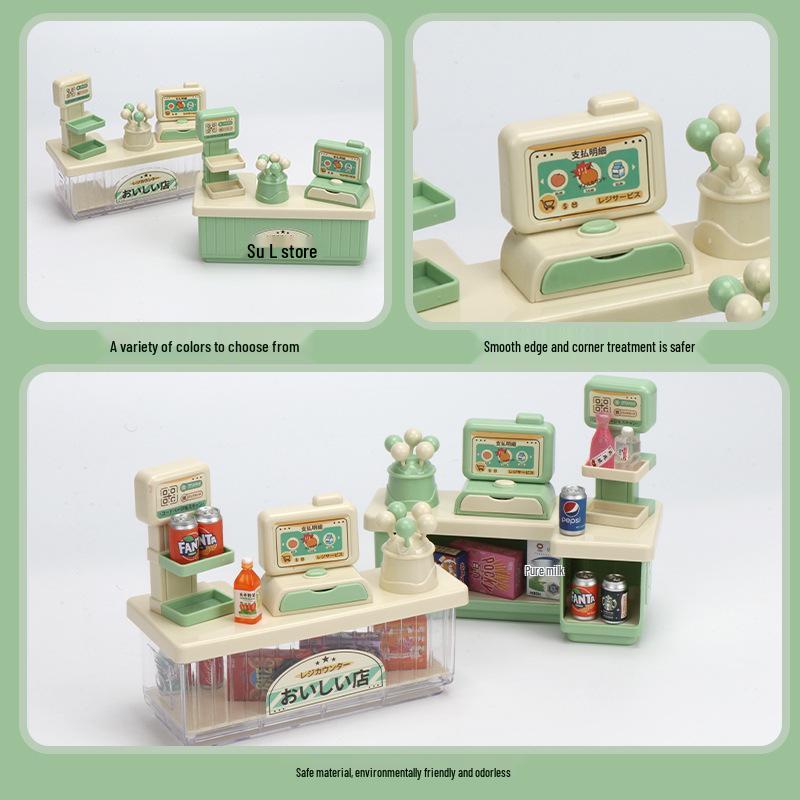 Mini Play Supermarket Cash Register Set with Pretend Snacks and Lollipop Rack