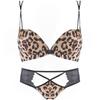 Leopard Print Wireless Push-Up Bra Set: Front Buckle, Beautiful Back, Small Chest, Thickened Padding