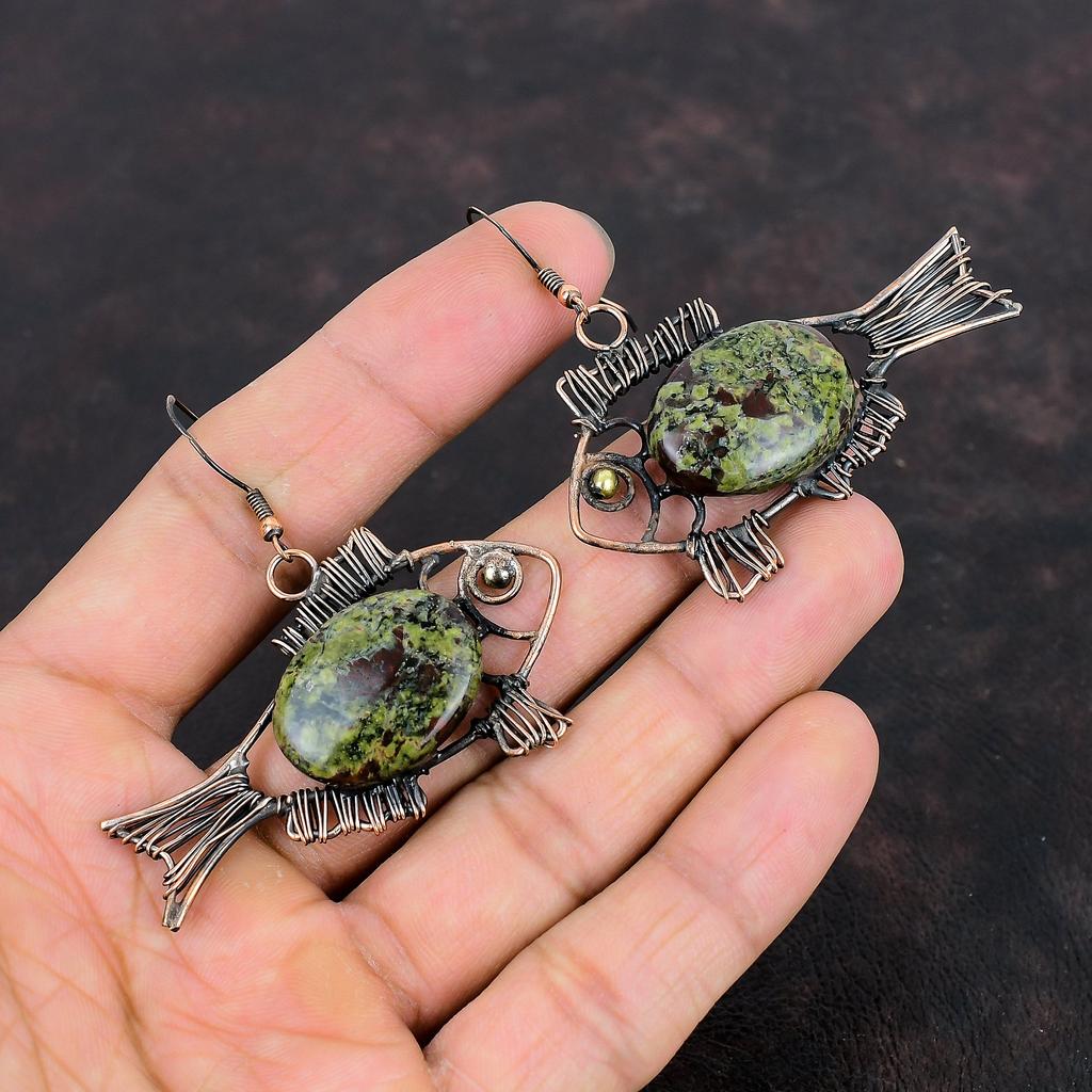Drachenblutstein Ohrring Kupferdraht gewickelter Schmuck Fisch Ohrringe Handgemacht Echter Edelstein Schmuck Kupferdraht Wickelohrring Geschenke für Mutter