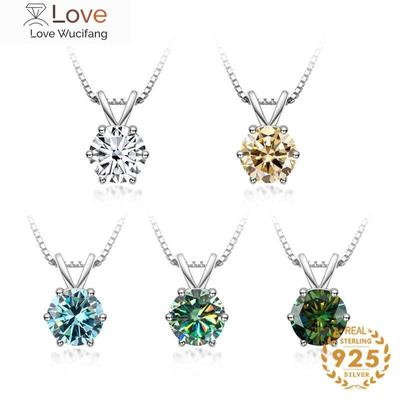Klasik 1ct Moissanite Kolye Charm Kadınlar İçin 1ct Elmas Kolye Gümüş 925 Takı Nişan Düğün Parti Hediyeleri