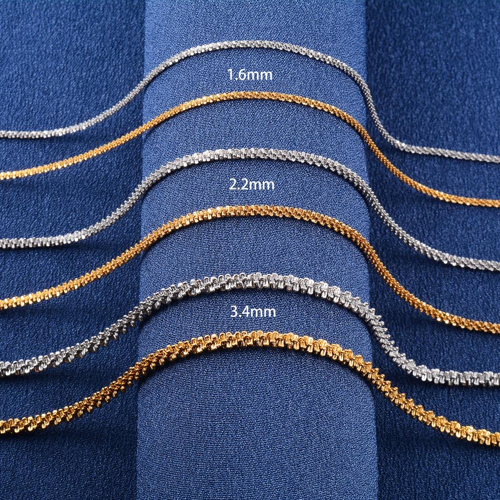 Glitter Chain Necklace Stainless Steel Jewelry Accessories for Women Men Silver/Gold Plated Choker on the Neck Collar DIY