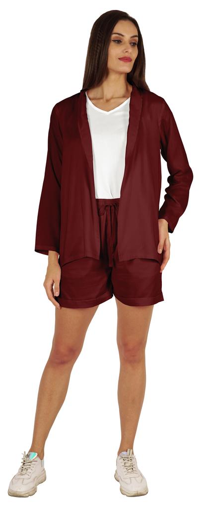 Inkmeso Elegant Shrug  & Shorts Set For Women  s 3 Piece Outfits Loungewear Summer