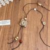 Retro Ethnisch Rund Holz Lang Pullover Halskette Damen Bohemian Blumen Perlen Blatt Quaste Halsketten Tägliches Tragen Schmuck