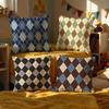 Argyle Texture Cushion Cover Set of Decorative Short Plush Pillow Covers for Sofa Soft Cushion Case X Cm