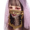 Women Sequins Indian Dance Belly Dance Costumes Mesh Rhinestone Face Veils Performance Accessories
