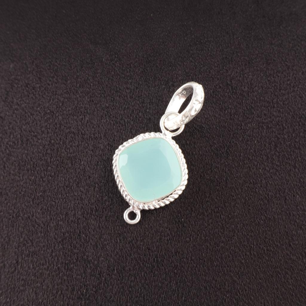 Natural Aqua Chalcedony 925 Sterling Silver Mother Gift Wedding Pendant Jewelry PP-11-14