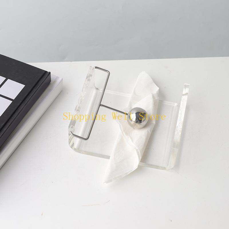 KX4B Contemporary Acrylic Paper Towel Dispenser Weighted Arm Paper Towel Tissue Holder Rack for Dining Table