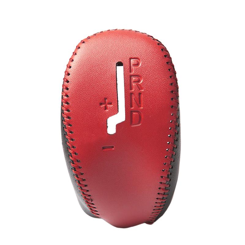 Car Sewing Gear Shift Knob Cover Trim Fit For Volvo S60 XC60 V40 V60 2014 2015 2016 2017 Left Hand Drive PU Leather red and black