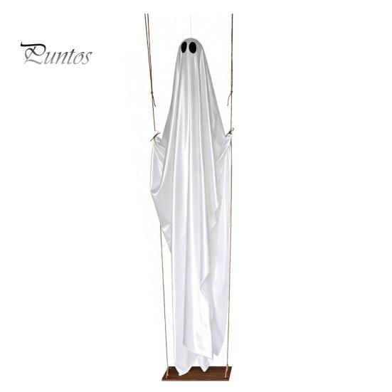 Hanging Ghost Decor Swinging Halloween Decoration, LED Light Up Large Spooky Weighted Fabric with Remote Control for Outside Garden Yard Porch