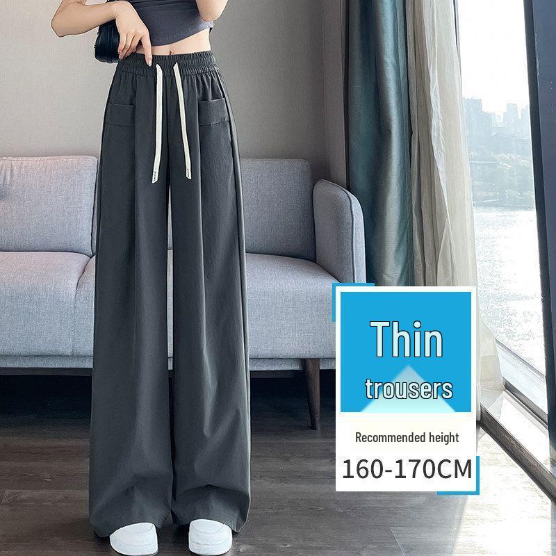 

American Women s Quick-Dry Thin Ice Silk Plus Size High Waist Wide Leg Pants - Slimming and Casual. 6XL (255-300 Jin)