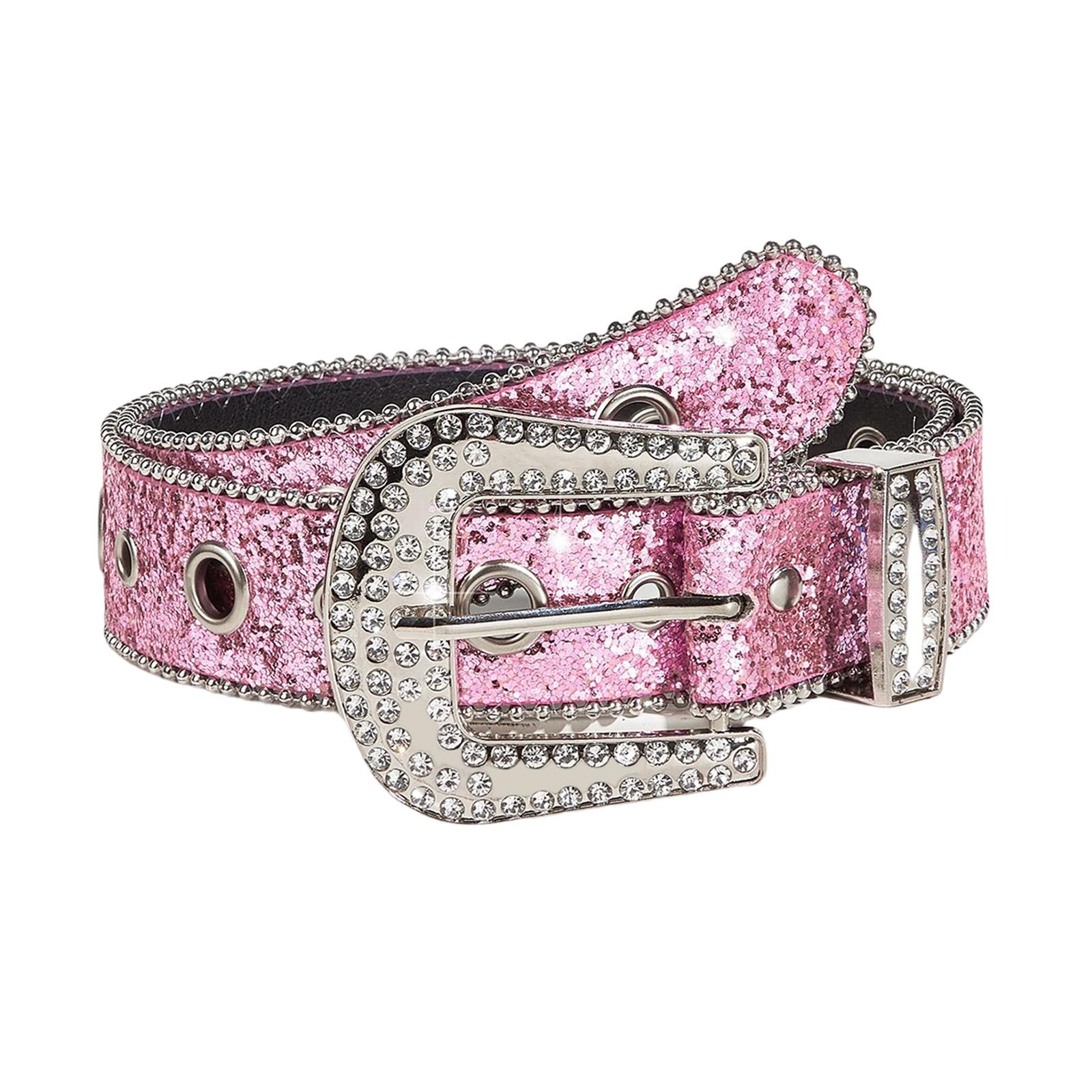 

Summer Waist Belt Shinning Rhinestone Belts for Woman Men Luxurious Full Diamond Studded Waist Strap for Jeans Dress рожевий