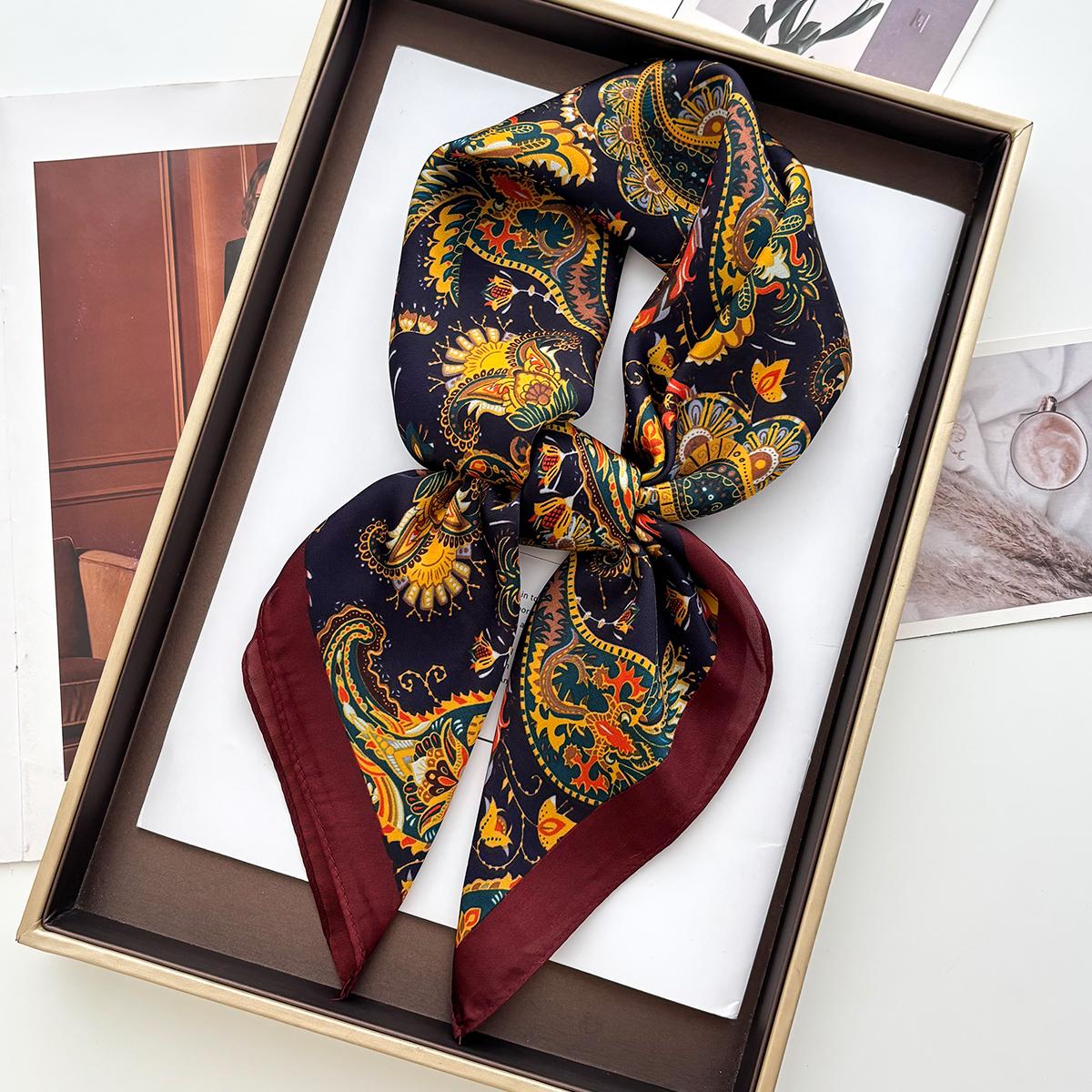 Women Square Scarf Silk Imitation Dot Print Neckerchief Bandana Lady Shawl Scarves Wrap Head Hair Band Ties