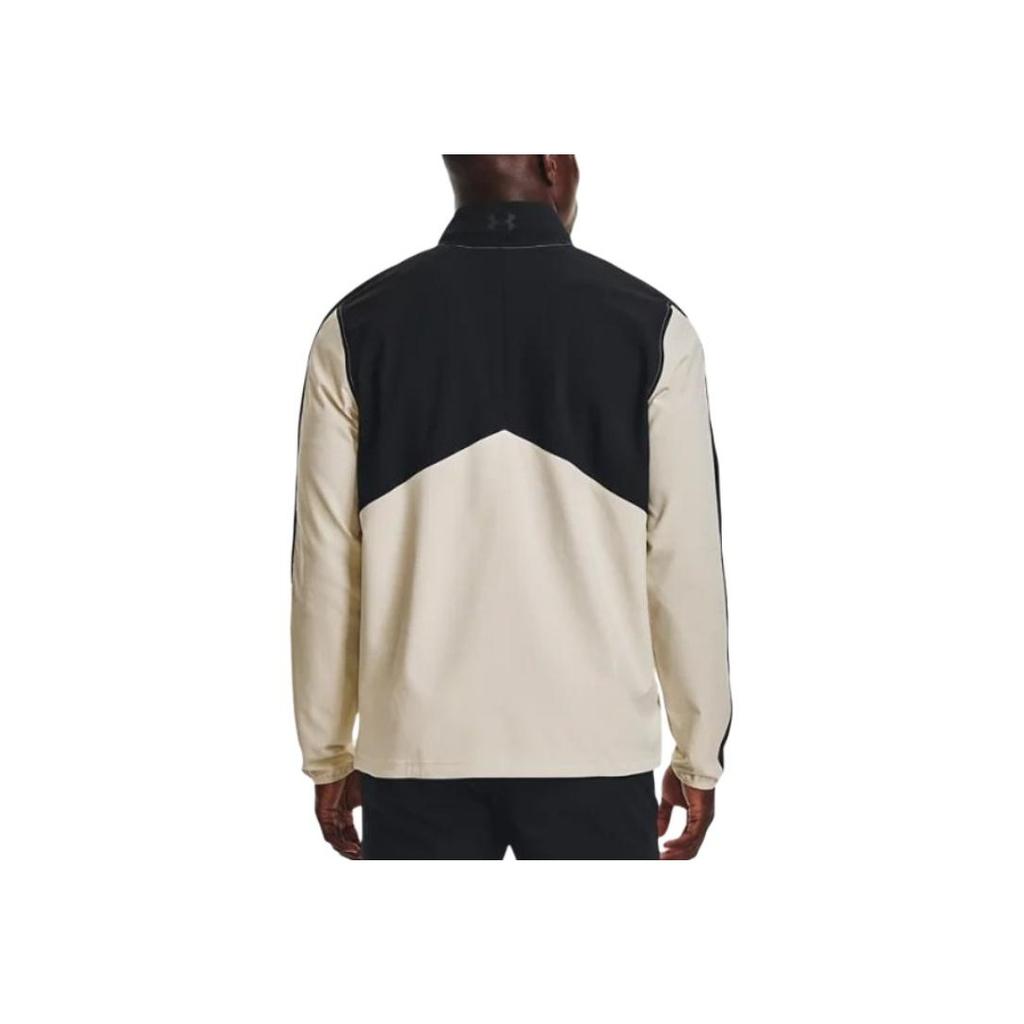 Under Armour Retro Sports Stand Collar Color Block Zipper Fitted Long Sleeve Jacket Men jackets Beige 1370157-110