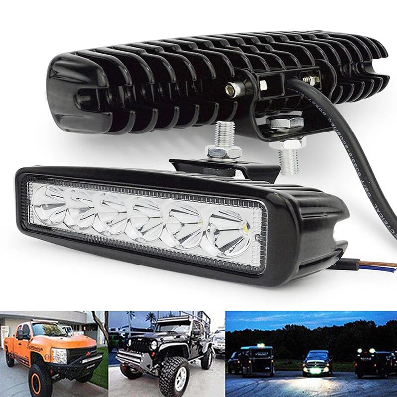 2PCS 18w 6 LED Car Work Light DRL Spotlight High Bright Waterproof Auto Offroad SUV Truck Headlights Driving Lamp 12V 24V 6000K