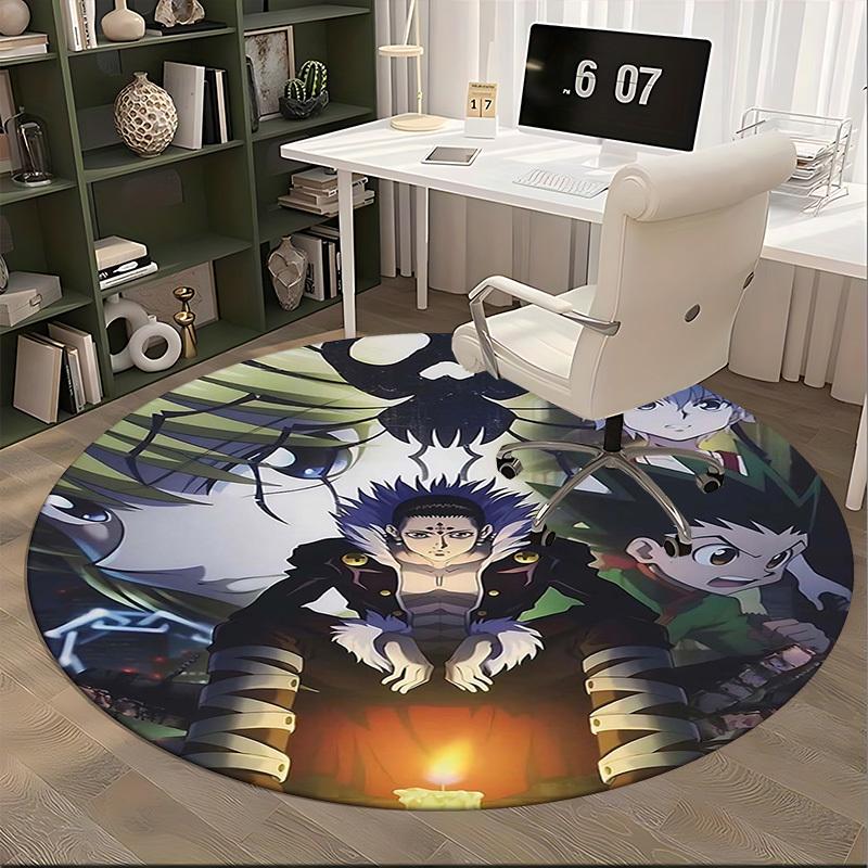 1pc Anime Cartoon Design Round Carpet - Office Chair Mat, Non-Slip Rug for Home Decor, Living Room, Bedroom, Game Room, Dormitory, Birthday Gift, All