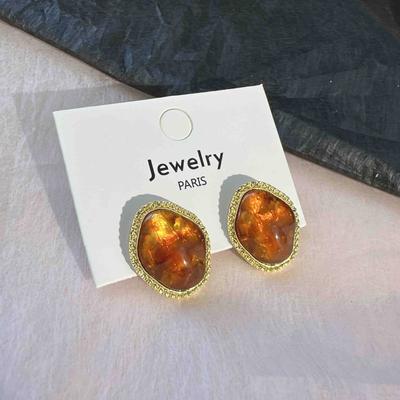 Fashion Geometry Irregular Vintage Resin Earrings Temperament Light Luxury Earrings Fashion Women's Earrings Gift