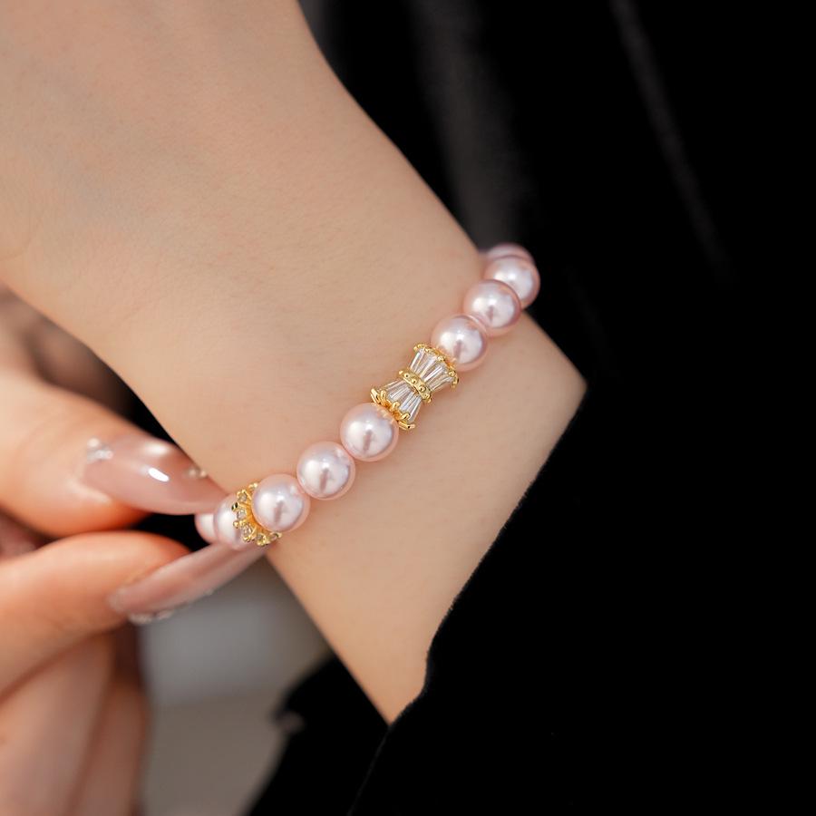 Elegant Milky White Zircon Pearl Beaded Bracelet: Retro Chic with a High-End Feel.