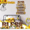 Kitchen Wall Plaque with Rope Wooden Decor, 5 Panel Bless Food Family Love Entryway Decorative Hanging Sign Sign, Farmhouse Art for Dining Room Living