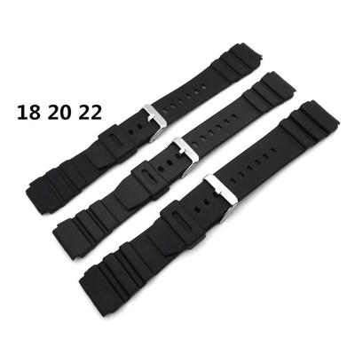 18 22mm Männer Schwarz Silikon Gummi Wasserdicht Sport Armbanduhr Band Strap