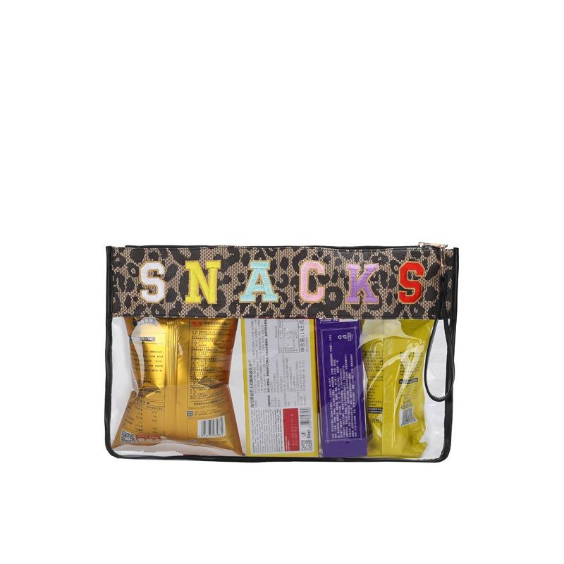 Neue große einfarbige Snacktasche bestickte transparente Aufbewahrungstasche weiche Ledertextur große Kapazität Handtasche