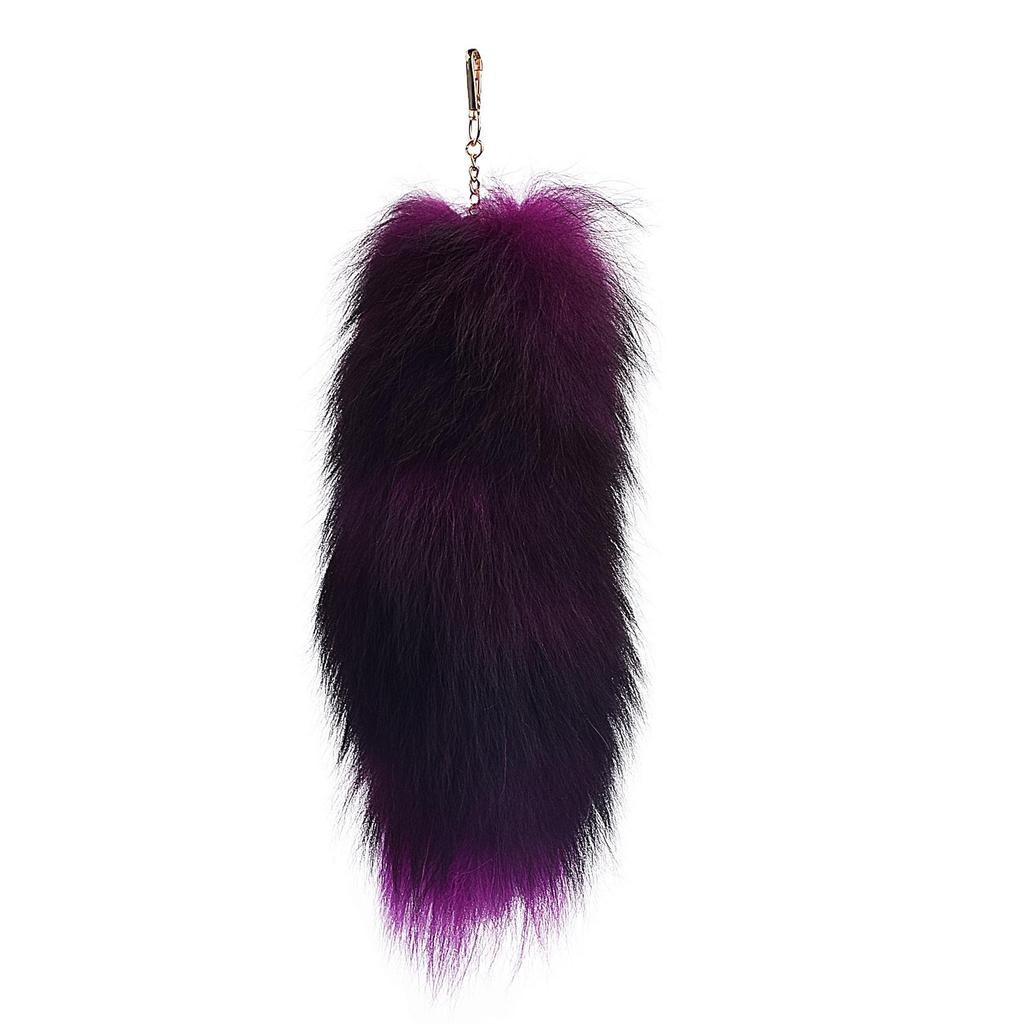 Silver Blue Real Fox Fur Pendant Charm - Women's Bag Accessory & Car Keychain