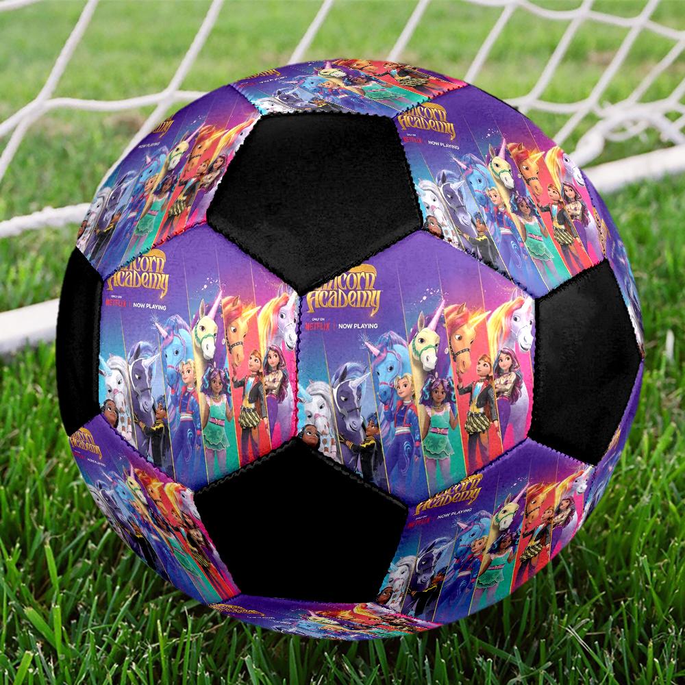Unicorn Academy Indoor Soccer Ball Colorful Machine Stitched PVC Size 5 Team Training Competition Ready Durable High-Bounce Cool Sports Gift