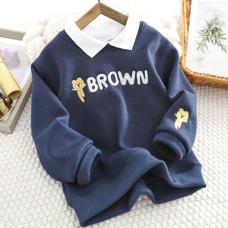 Jungen Sweatshirts mit Samtfutter: Langärmelige, warme, stilvolle Wintermäntel für Kinder