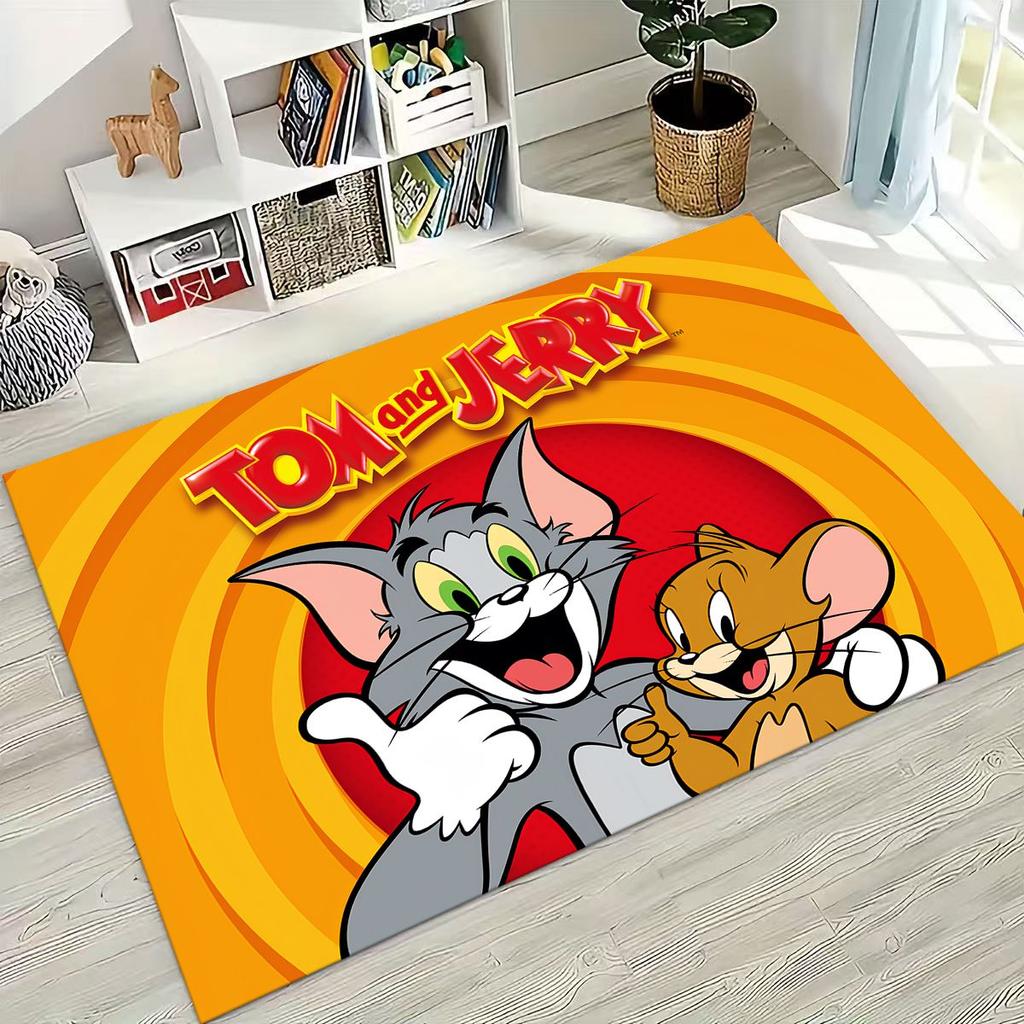 Dywanik Artystyczny z Kreskówką Tom i Jerry Kot Mysz 3D do Sypialni Salonu Kanapy Domu Mata Wycieraczka Dekoracja, Duża Antypoślizgowa Mata Podłogowa dla Dzieci