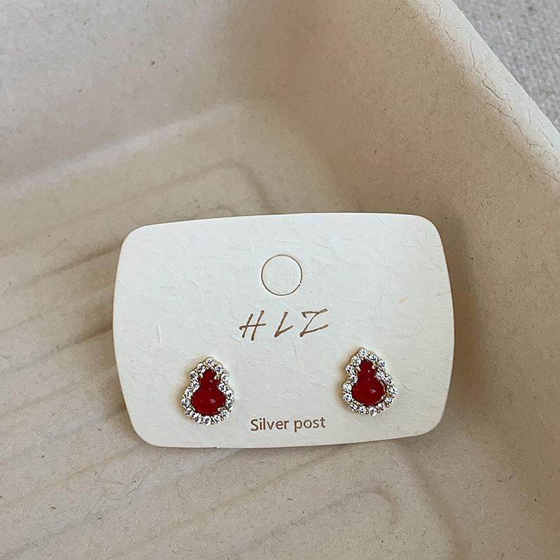 

Мини серьги-пусеты в китайском стиле с цирконом в форме тыквы: Уникальный, Универсальный Модный Тренд для Женщин