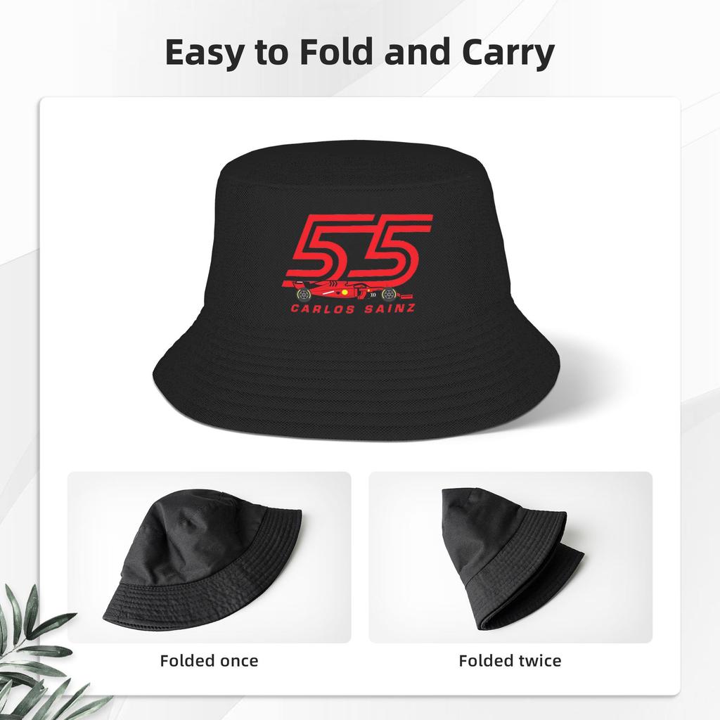 Carlos Sainz Jr F1 Signature Graphic Bucket Hat Panama Bob Hats Outdoor Reversible For Summer Beach Fishing Unisex Fisherman Cap