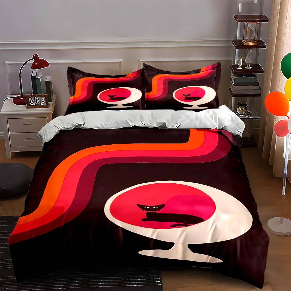 

Retro curved stripes Bedding Duvet cover sets Duvet covers Pillowcases gifts (1 * Duvet Cover 2 * Pillowcases, without duvet insert) 135x200cm